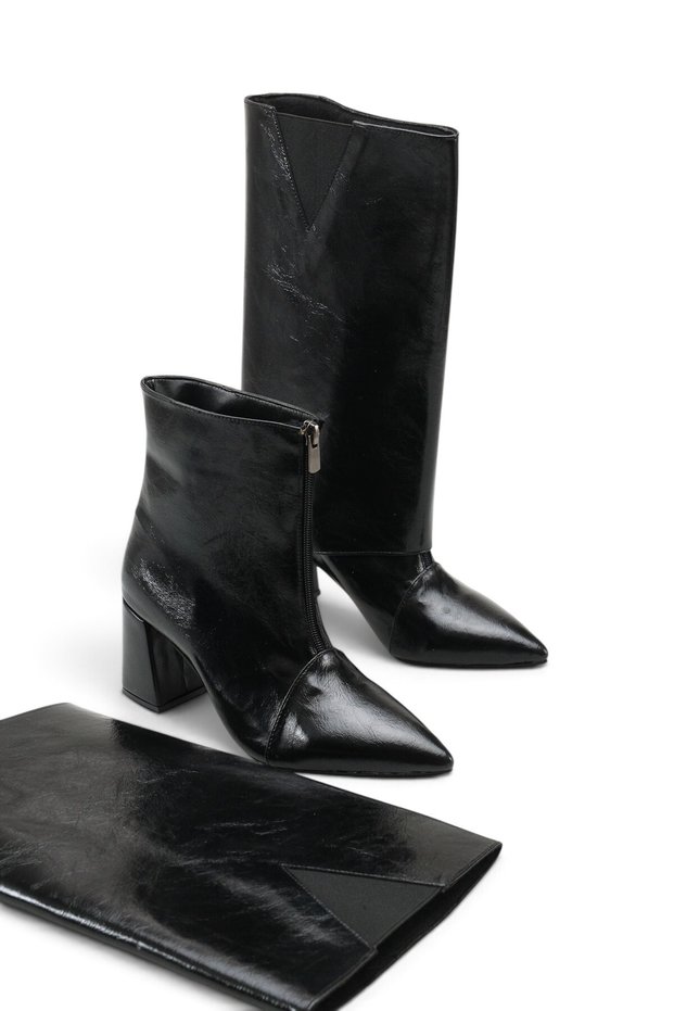 Larissa Diva Women's Pointed Toe Heeled Boots 00127012 Black Rustic