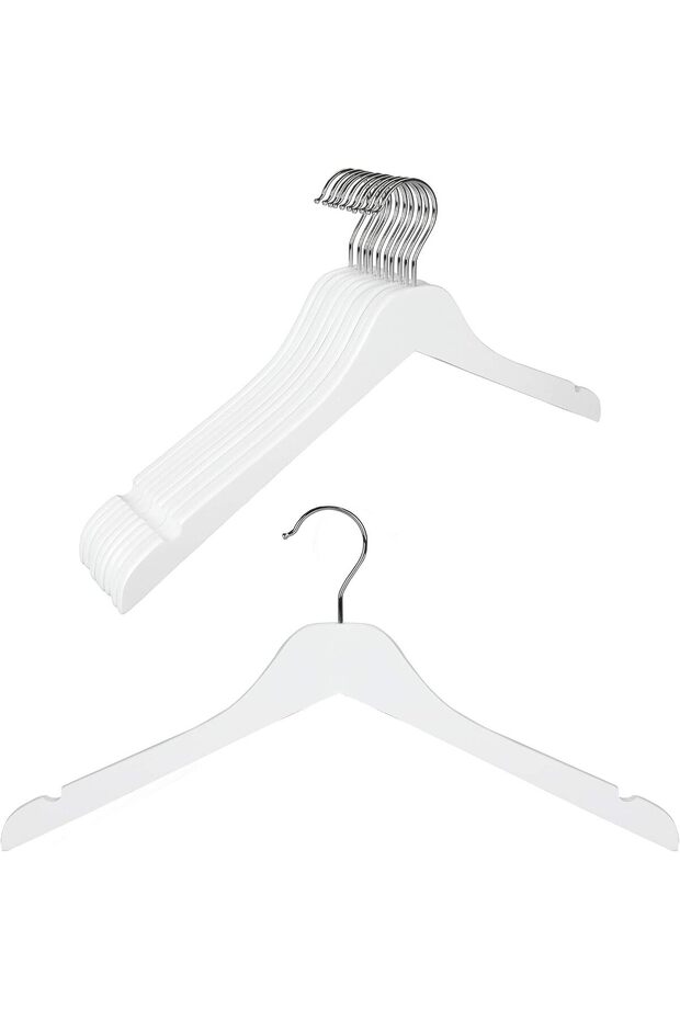 HANGER White Wooden Hangers. Slim Wood Clothes Hanger with Flat Design and Smooth Notches, Lightweight&Durable Space Saving Hangers for Shirt, Coat, Camisole
