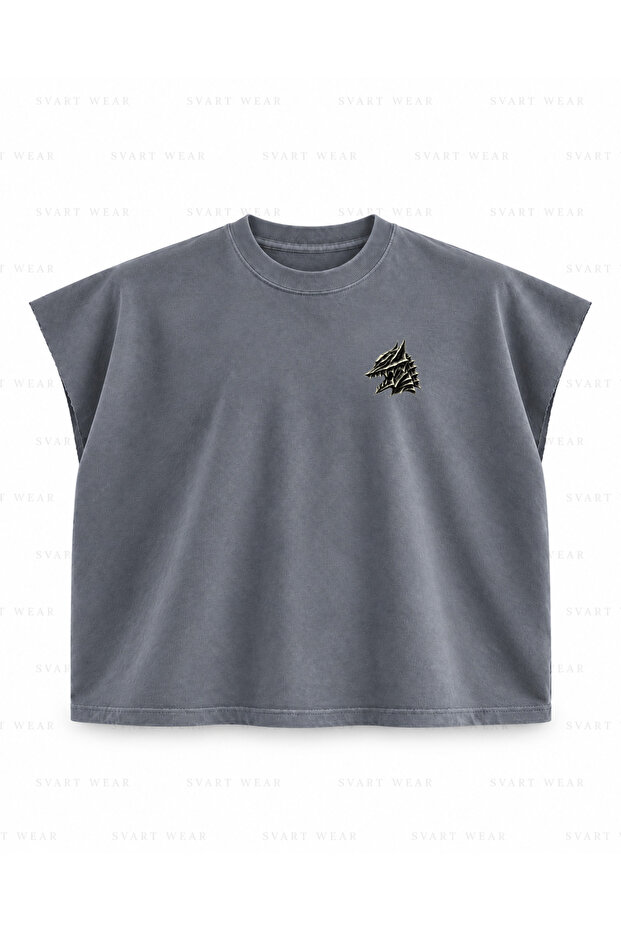 Berserk Berserker Armor Dragonslayer Printed Boxy Oversize Sleeveless T-Shirt - Anthracite