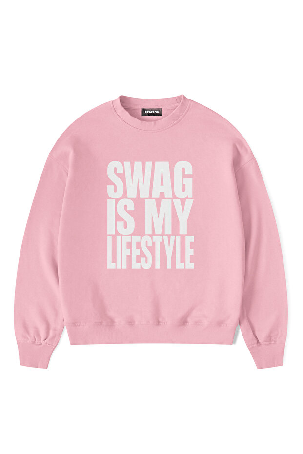 Swag Is My Life Style Printed Oversize Crew Neck Unisex Sweatshirt
