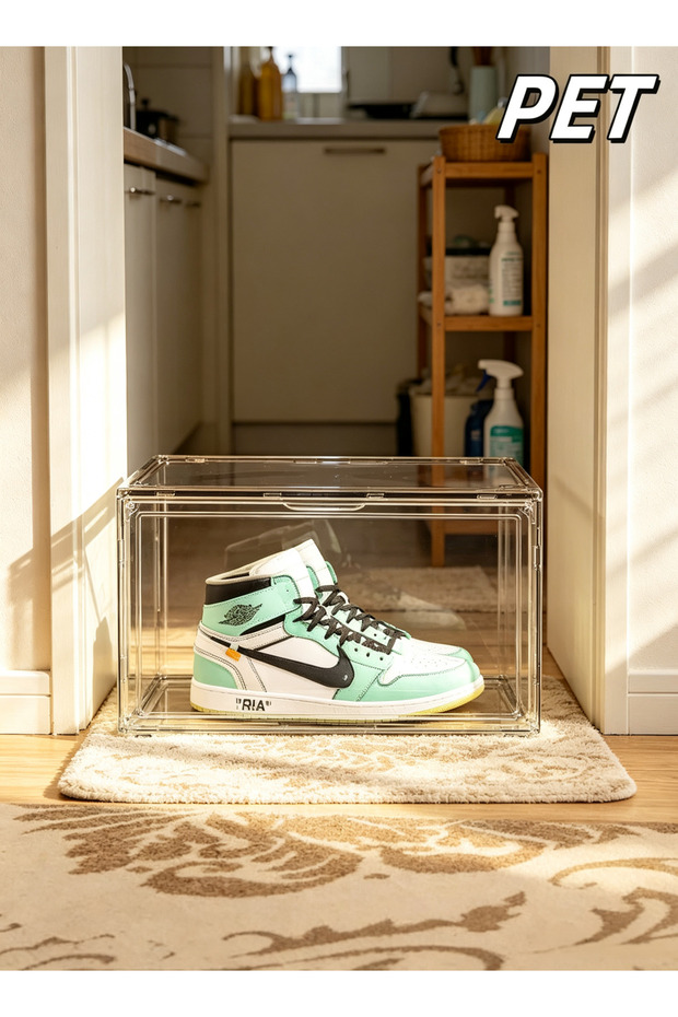 Installation-free multi-layer shoe storage box - transparent visible drawer-style sports shoe collection display rack