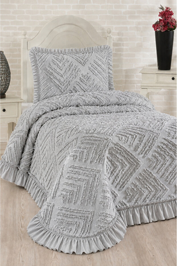 Ruffle Pine 2 Piece Single Pique Set Gray