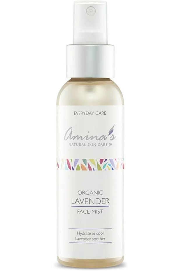 Amina’s Natural Skincare Organic Lavender Face Mist - 100% Pure & Certified Water-Based Facial Toner - Soothing, Hydrating & Antimicrobial Refreshing Mist - 100g