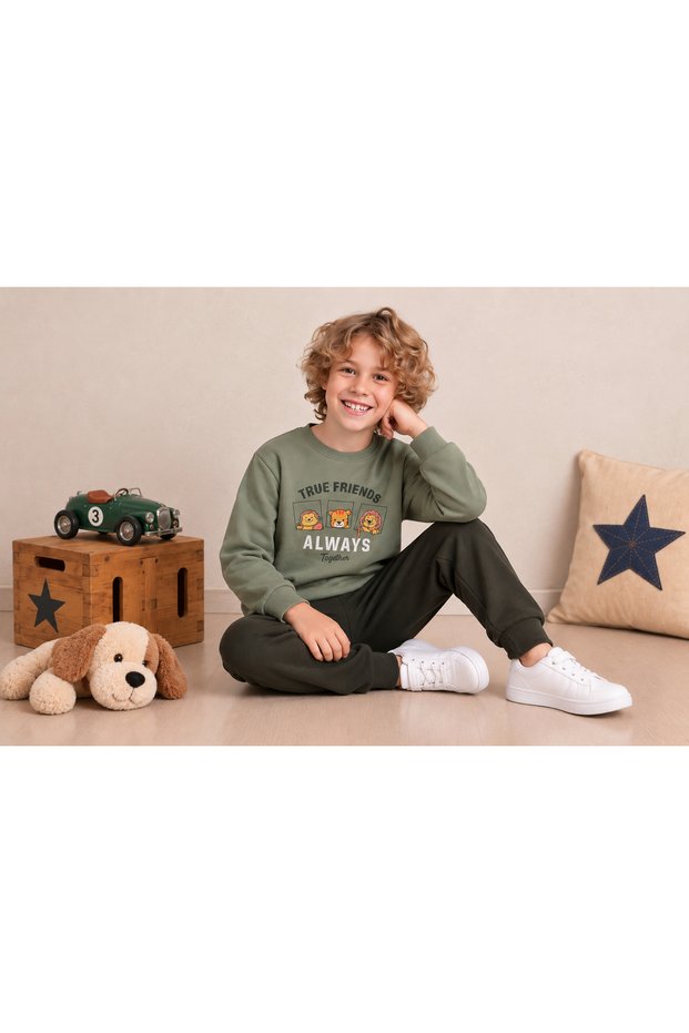 Boy's 100% Cotton Interlock Printed Long Sleeve Pajama Set