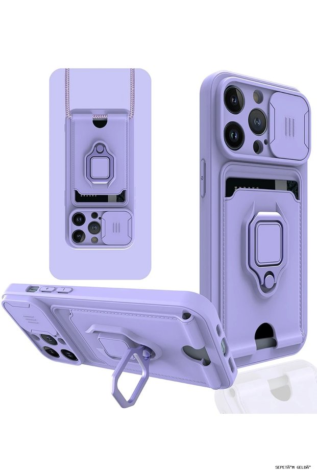 Spt-Gld Newface iPhone 13 Pro Max Case Zuma Silicone with Business Card Holder and Ring (150729) - Lilac