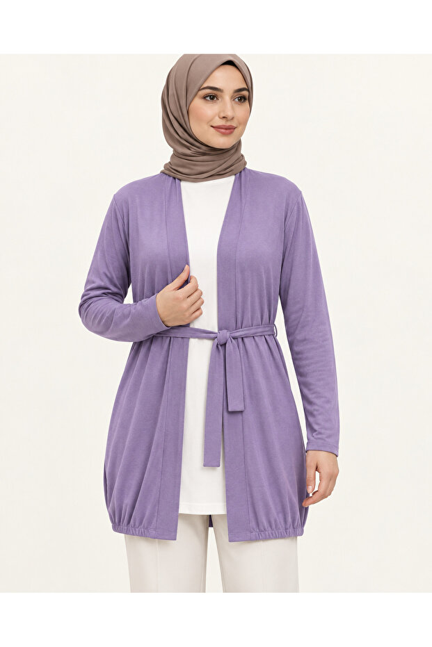 Women's Belted Hijab Cardigan