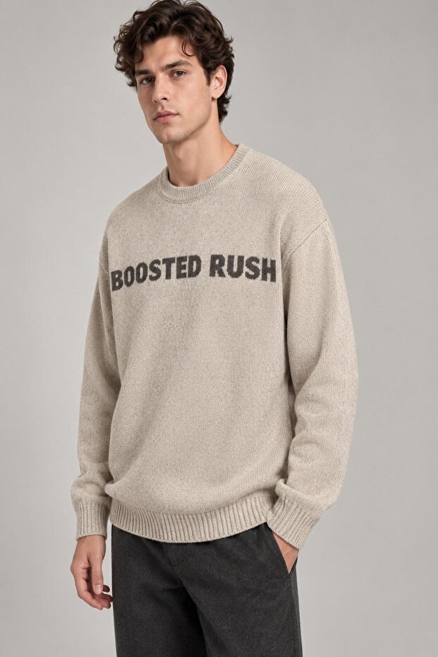 Half Oversize Printed Winter Sweater Dp 16651_10071