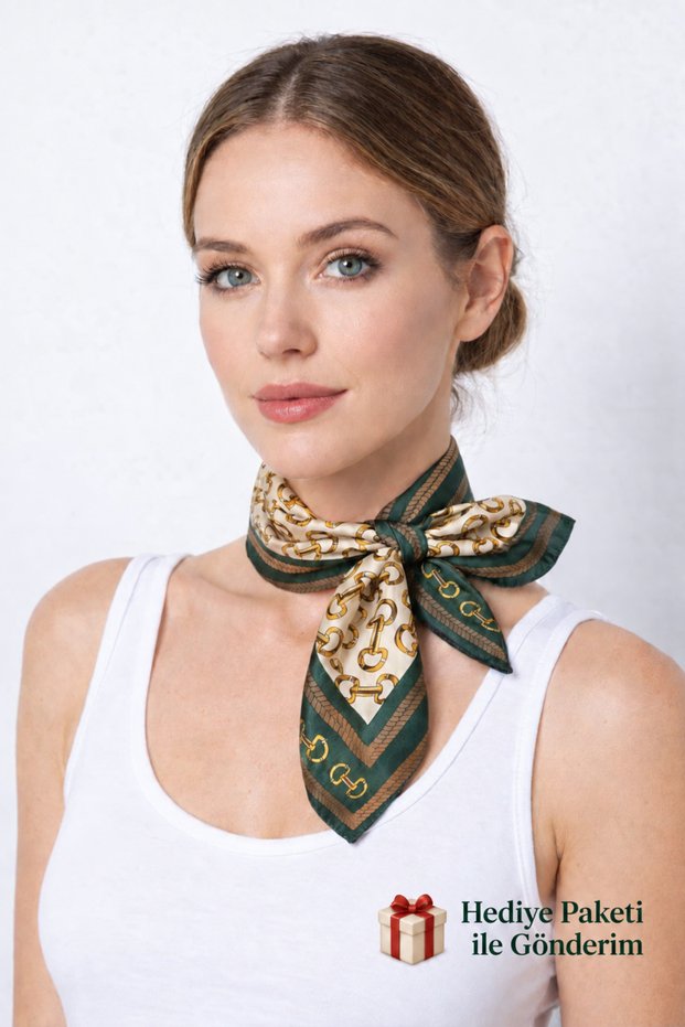 Foulard Bandana Women's 50X50 Square Scarf Rayon Italian Stitched Neck Scarf Hair Bandana