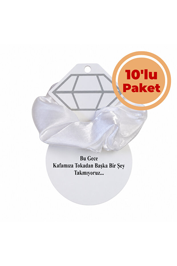 Satin Buckle White 10-Pack Henna Engagement Wedding Elastic Hair Scrunchie Hair Gift Bachelorette