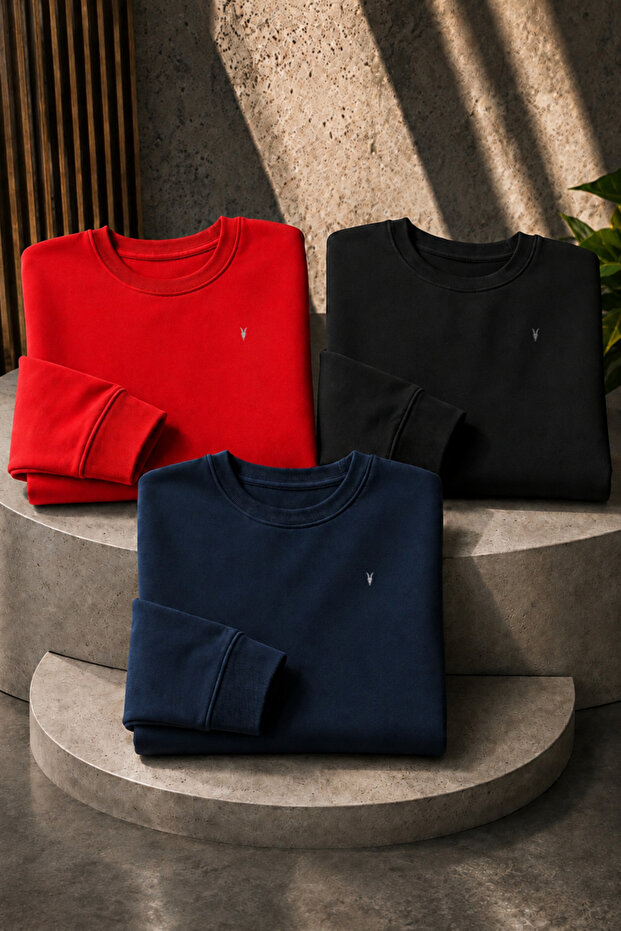 Men's Basic Seasonal Loose 3-Piece Sweatshirt