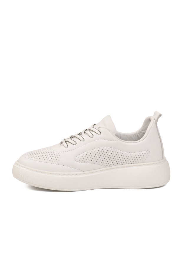 White Genuine Leather Women's Anatomical Sole Daily Sneaker Casual Walking Shoes Z204