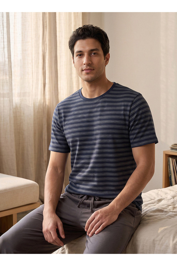 Cotton Striped T-shirt & Pyjama Set