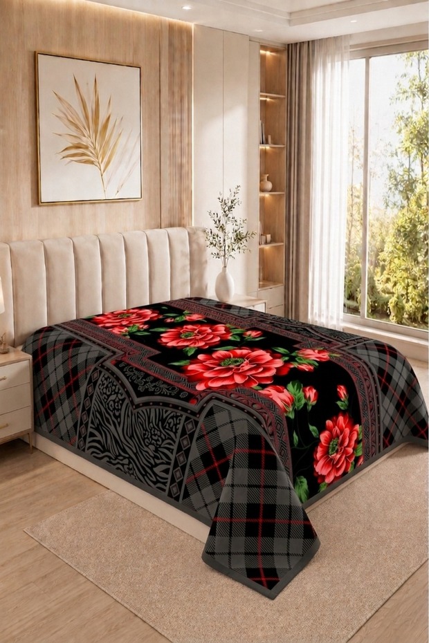Osotto Double Layer Embossed Blanket | 220X240 cm | 4.5 kg | Thick & Soft Crimson Noir