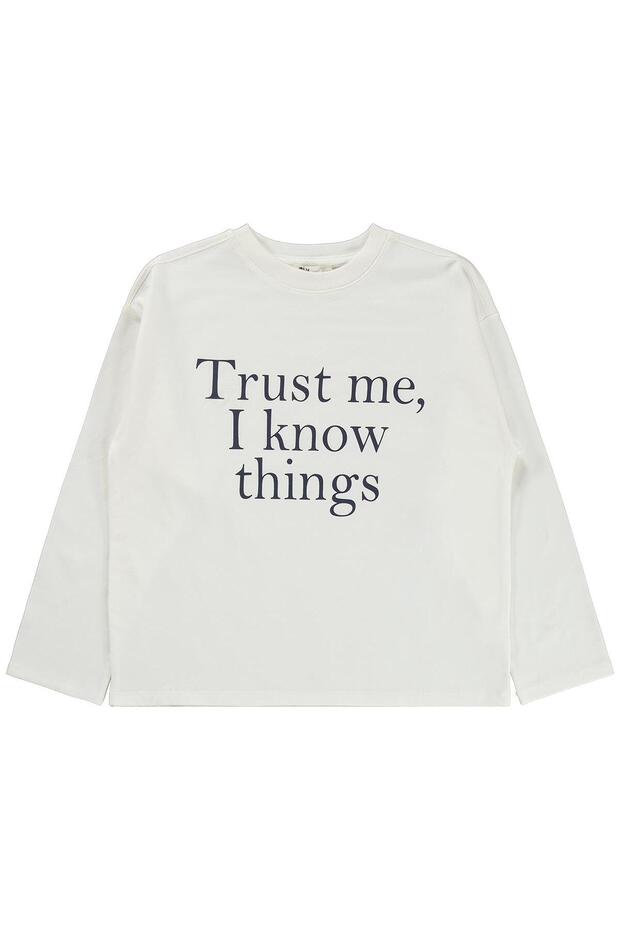 Trust Printed Sweatshirt for Ages 10-13 - White
