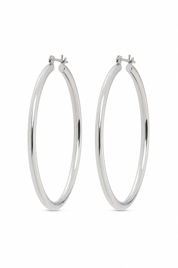 Women's Shiny Gray Hoop Earrings Nickel-Free Stylish and Modern Design