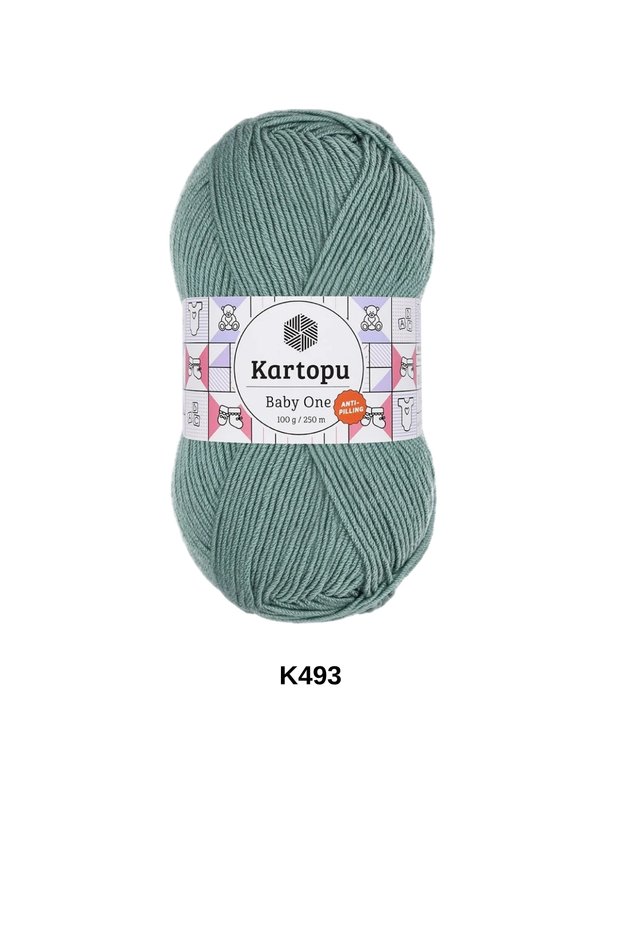 1 Piece Kartopu Baby One 100 Grams 250 Yards Baby Blanket Vest Sweater Cardigan Jacket Hand Knitted Yarn 100% Anti-Piling- Color: K493