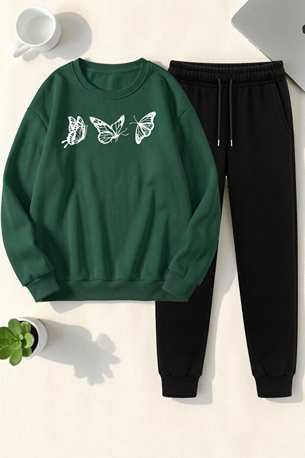 Unisex Bloom Daisies Crew Neck Sweatshirt - 2-Piece Tracksuit Set