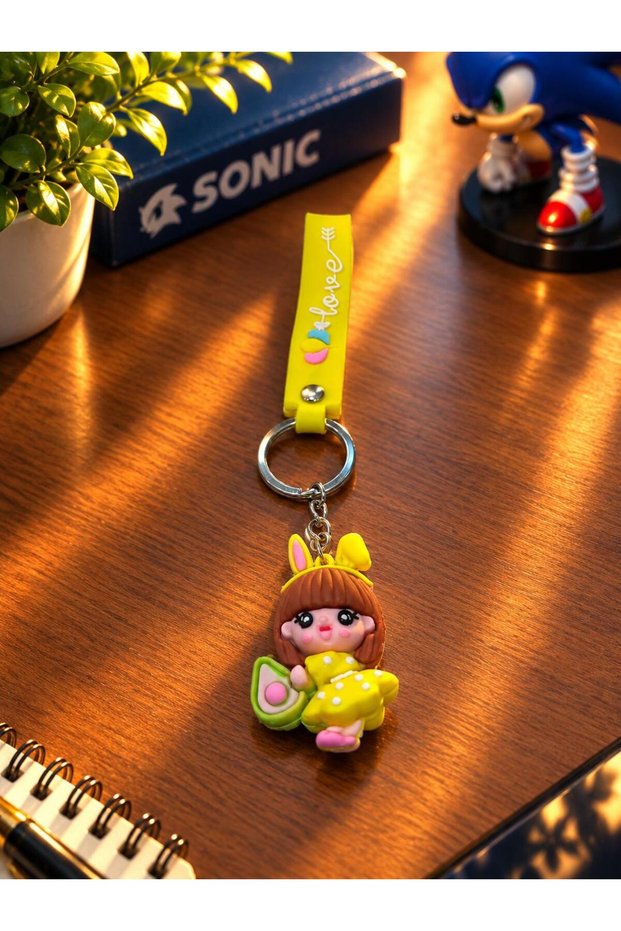 Cute Character Figure Silicone Keychain with Strap, Bag Accessory, Car Key Decoration