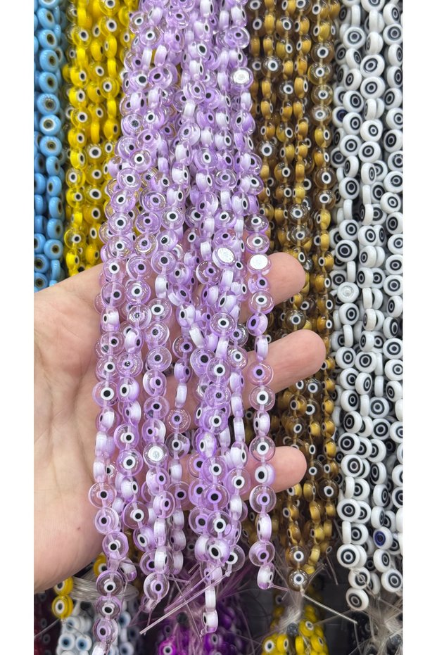 Glass Evil Eye Beads 10mm a String of Glass Beads Lilac