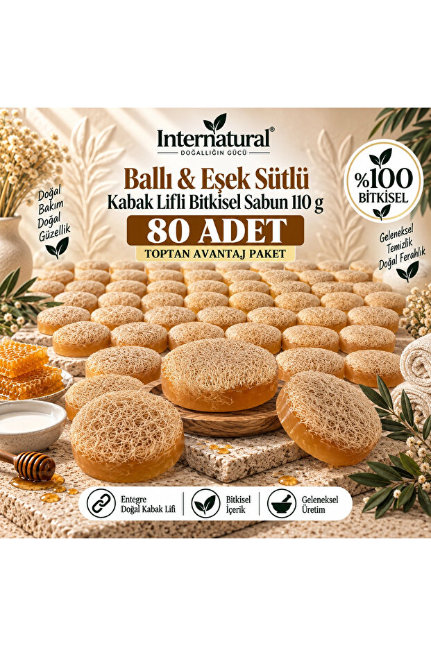 Internatural Honey & Donkey Milk Pumpkin Fiber Herbal Soap 80 Pack (80 X 110 g)