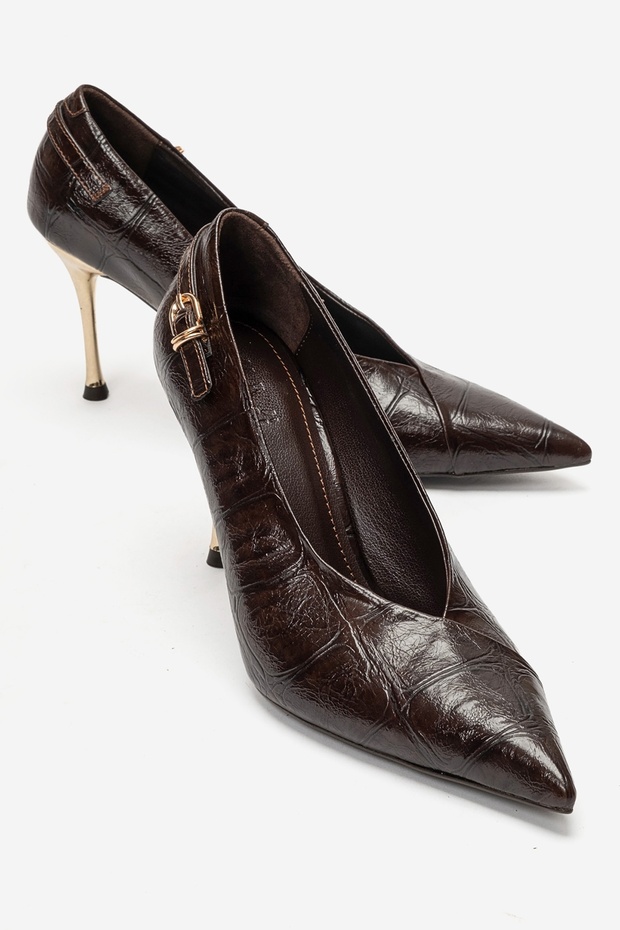Polly Brown Print Women's Heeled Shoes