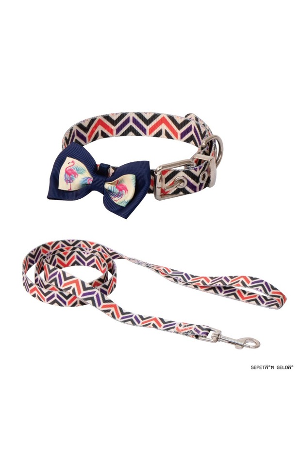 Spt-Gld Bow Tie Neck Collar 20mm 40-50 cm + Extension 120cm (201421) Fish Patterned