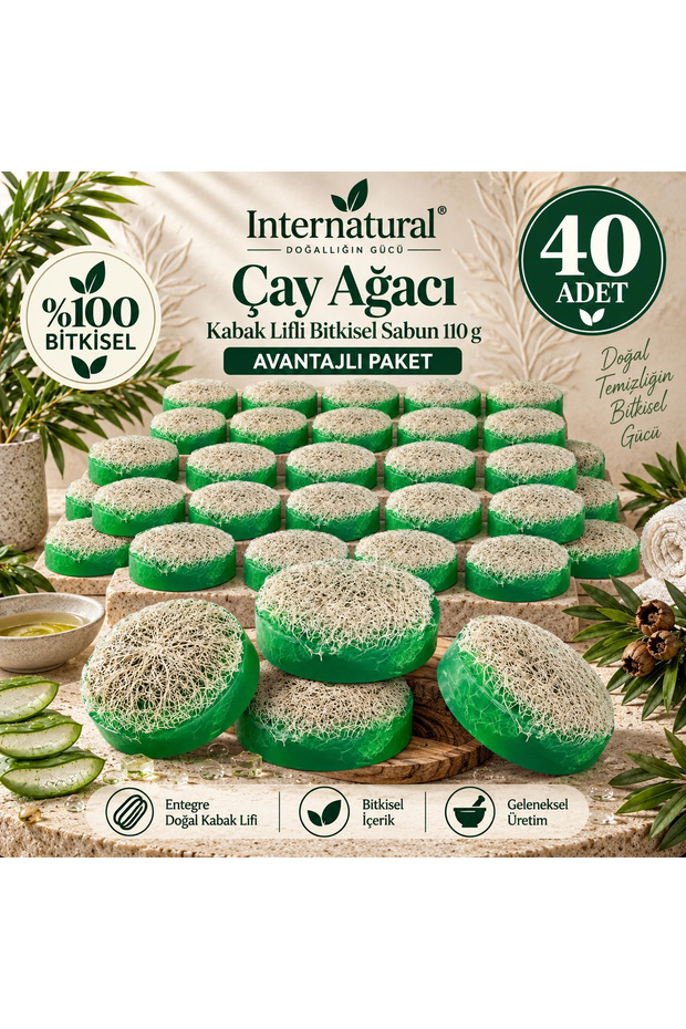 Internatural Tea Tree Pumpkin Fiber Herbal Soap 40 Pack (40 X 110 g)