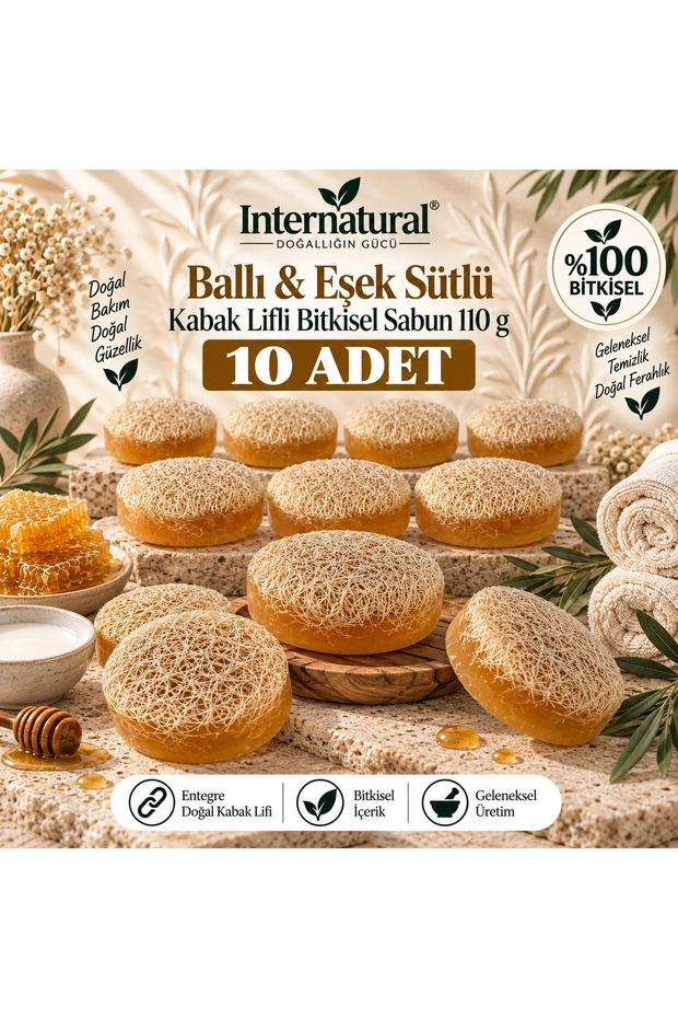 Internatural Honey & Donkey Milk Pumpkin Fiber Herbal Soap 10 Pack (10 X 110 g)