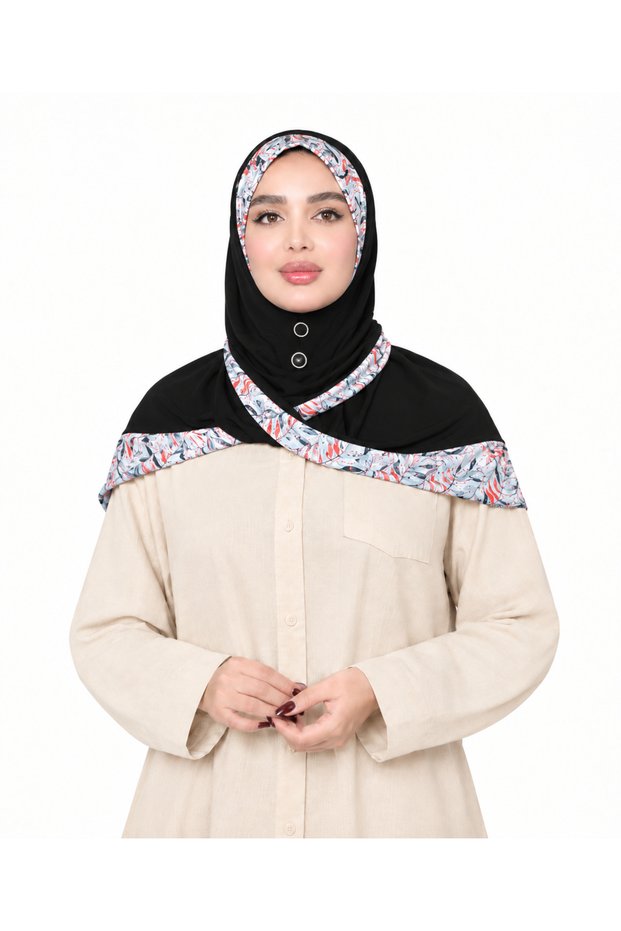 Linda Rayon Hijab for Women – Elegant Floral Border Modest Islamic Headscarf, Size M,
