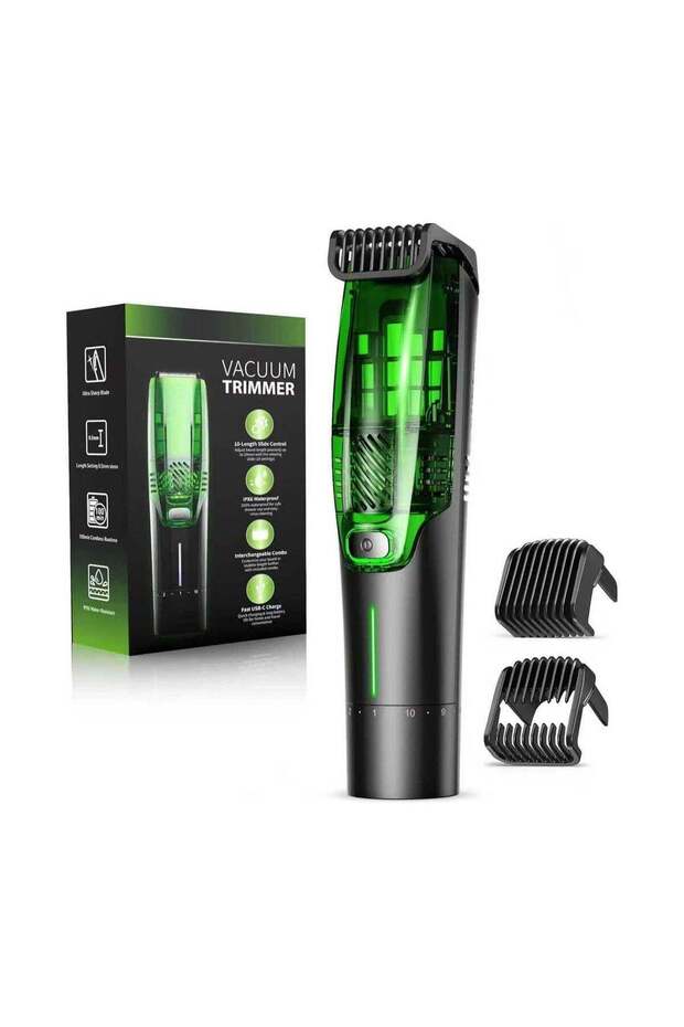 Vacuum Trimmer for Men, 20-Length Precision, Dual Motor, IPX6 Waterproof, Digital Display, Cordless Grooming Kit, Electric Shaver Groomer,Groin&Body Grooming, Rechargeable Waterproof Hair Clipp