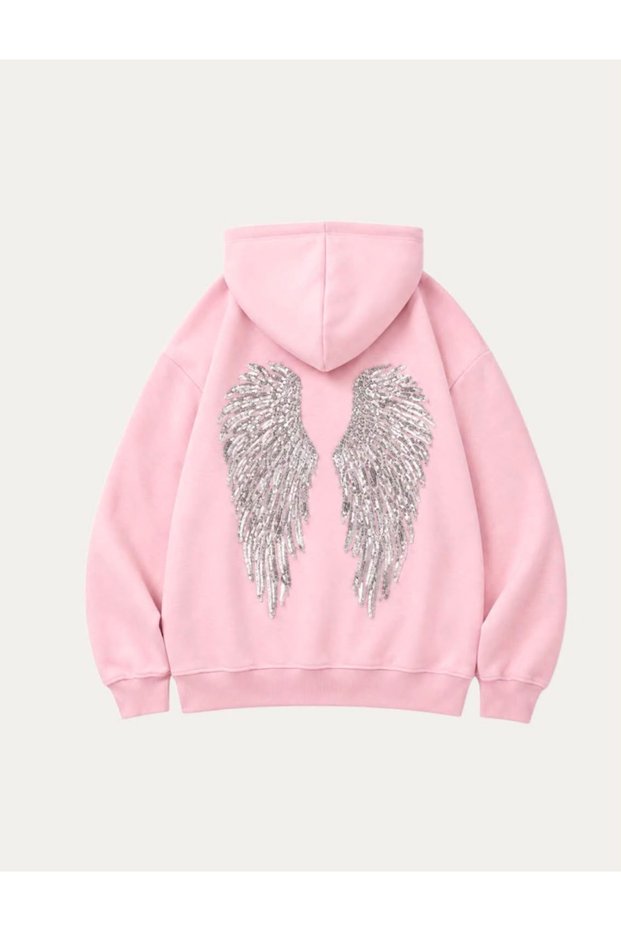Sequin Embroidered Angel Winged Trendy Streetwear Cardigan with Zipper/ Streetwear Y2K
