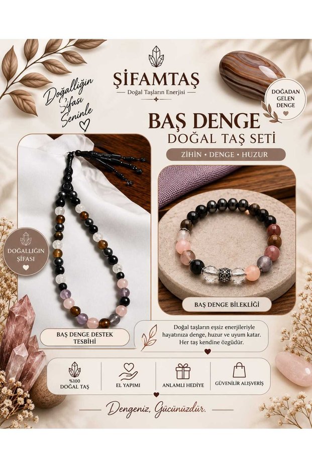 Baş Denge Natural Stone Set (Bracelet and Prayer Beads)