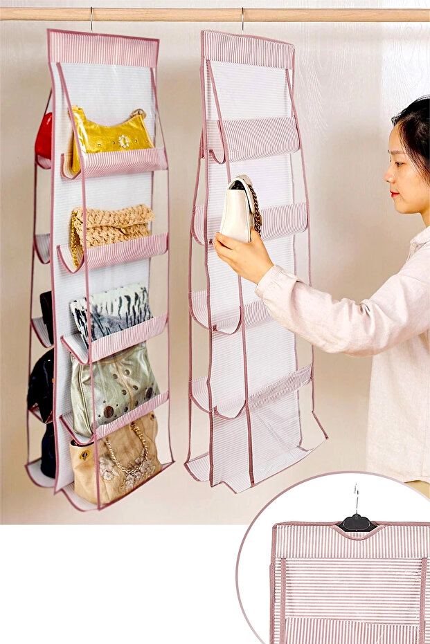 10-Compartment Bag Hanger Closet Organizer Hanging Bag Rack ()