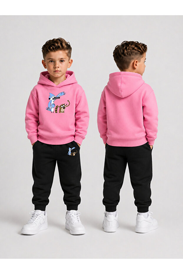 Boy's Tracksuit Set Hooded Sweatshirt Top and Bottom Set 3 Threaded Yarns Winter Style