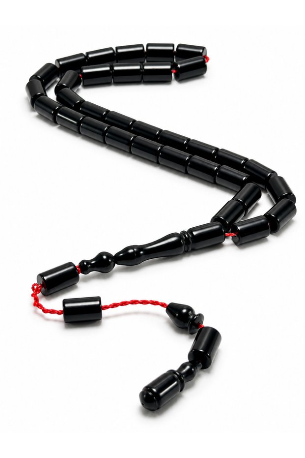 Fire Cured Amber Prayer Beads Handcrafted |   Efe Boy Red Veined Cutting Model