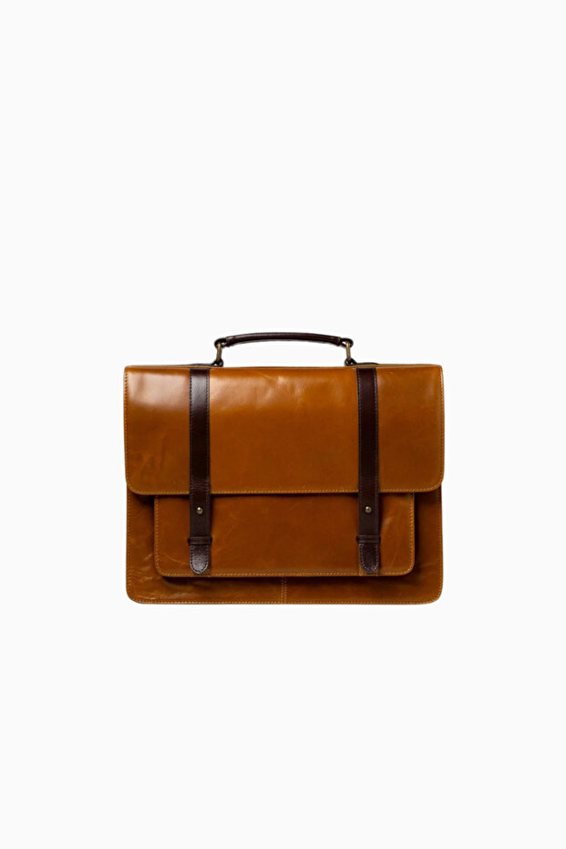 Bristol Satchel Leather Briefcase and Laptop Bag - Brown