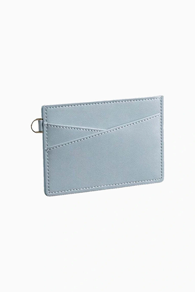 Adhesive Leather Phone Card Holder with 2 Card Capacity - Light Blue