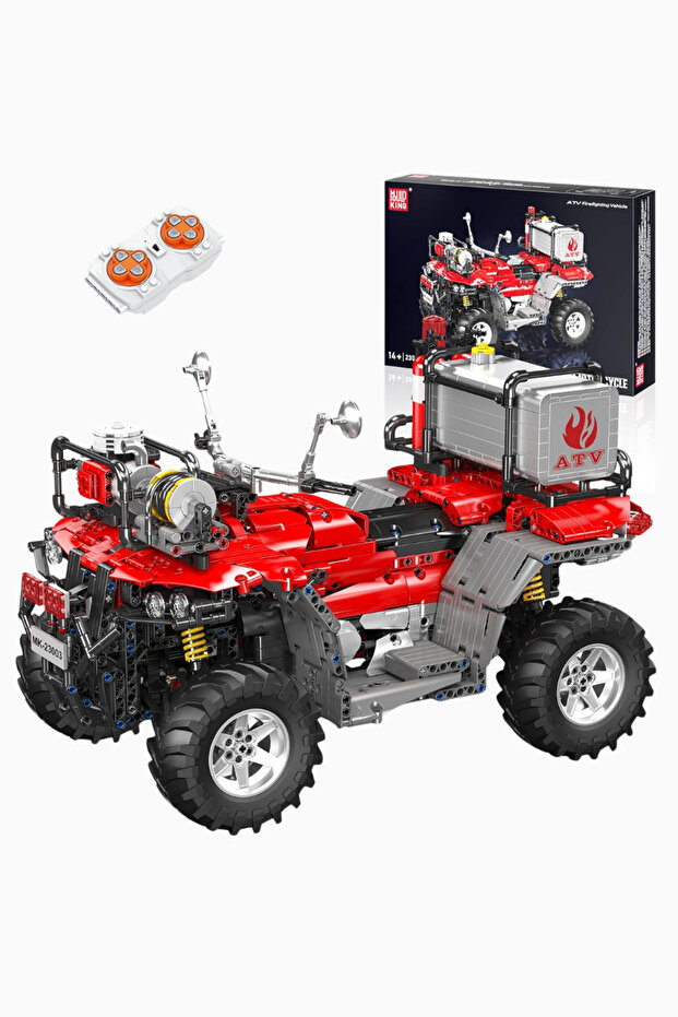 Fire Department Motorcycle Building Set 2100 Pieces Remote Control Model - Red