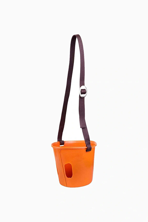 Nylon Adjustable Strap Feeder Horse Mouth Basket - Orange