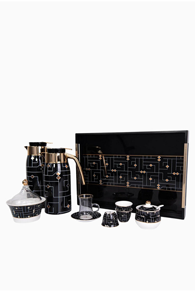 Koofi Coffee-Tea Bundle Set 23 Piece Porcelain Coffee Tea Set-Double Layer Thermos - 23 Piece