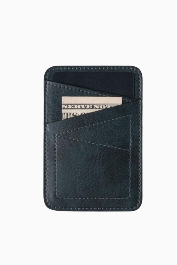 Navy Blue Leather Phone Card Holder - Navy Blue