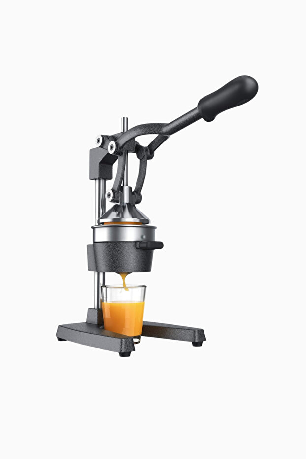Manual Stainless Steel Fruit Juicer for Orange and Grapefruit - Black - Silver