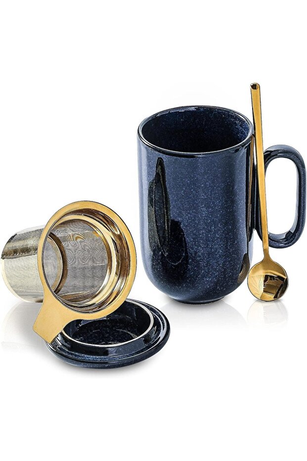 Ceramic Tea Cup Mug Infuser with Tea Strainer and Spoon