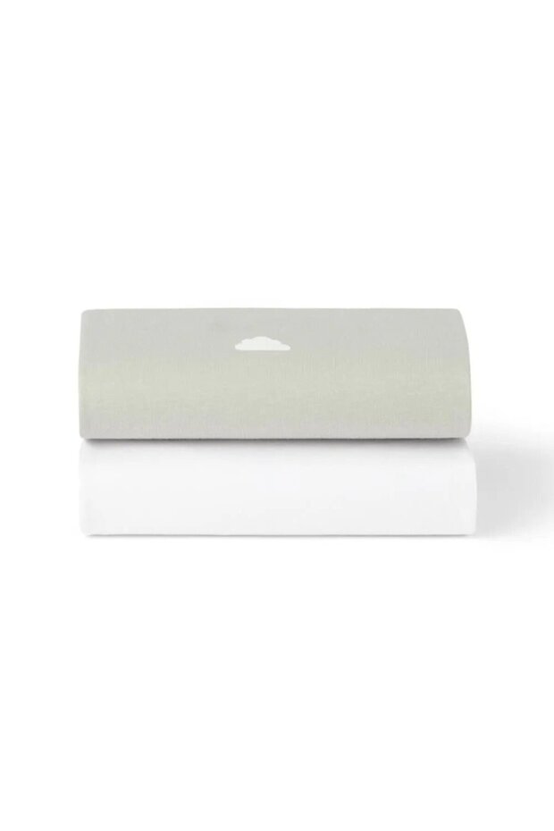 2-Pack Fitted Sheets - Gray/Cloud |   Compatible with Moses Basket and Carrycot