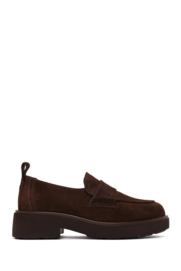 Women's Brown Suede Leather Masculine Loafer Af180003Ds