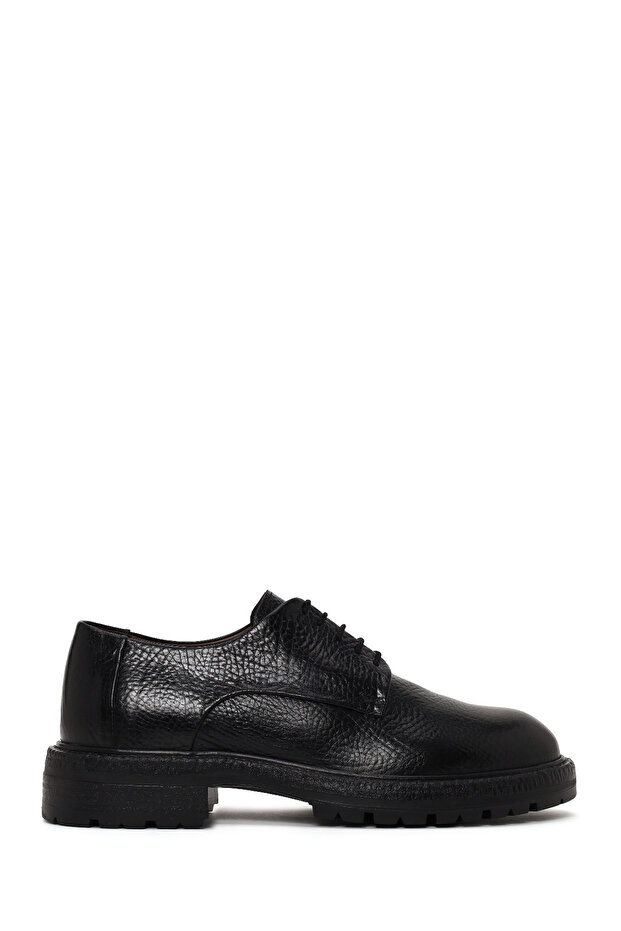 Men's Black Lace-Up Leather Casual Shoes Wm750016Df
