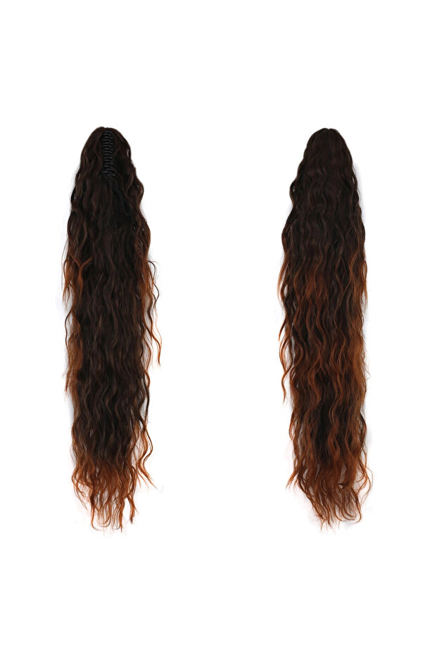 Natural Layered Cut Ponytail with Buckle / Dark / Copper Chestnut Ombre