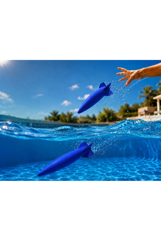 3D Printing Water Rocket Torpedo Toy - Pool Diving Toy-Blue