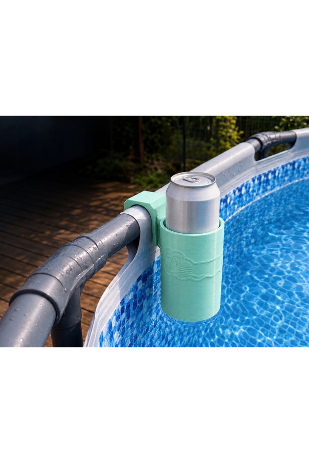3D Printed Pool Cup Holder - Drink Holder Attached to Pipe-Mint