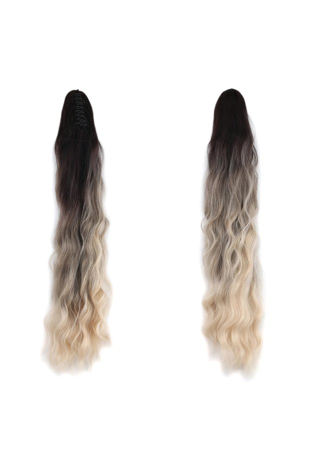 Buckle Protein Fiber Sen Ponytail / Dark Ash Gray Platinum Ombre